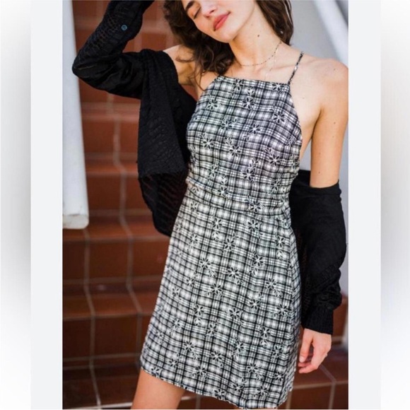 Urban Outfitters Dresses & Skirts - Urban Outfitters NWT Plaid Back Tie Floral mini Dress size Small